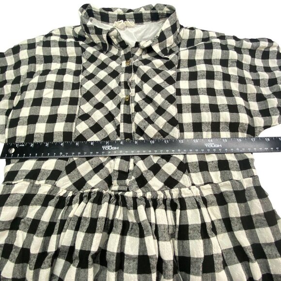 Anthropologie PORRIDGE Women Checker Dress Size M W/B Short Sleeve Gingham 2-20 - Picture 8 of 14